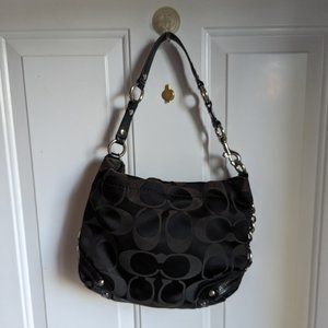 Authentic Coach Black Sateen Bag with Brown “C” Logo